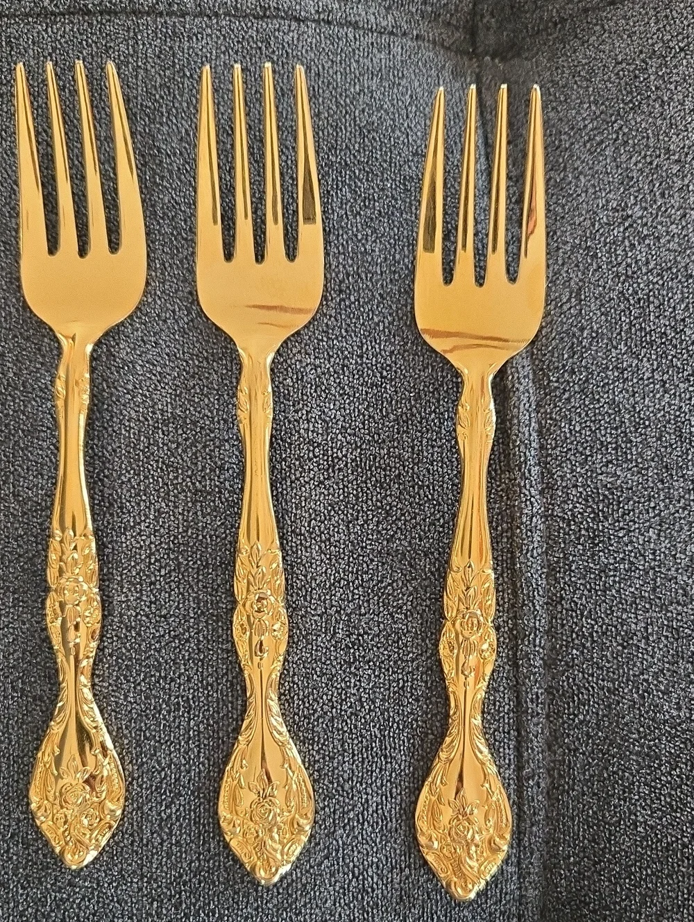 Vintage Golden Baroque Rose Dessert Forks - Set of 6